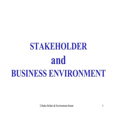 2 Stakeholder Approach & Environment