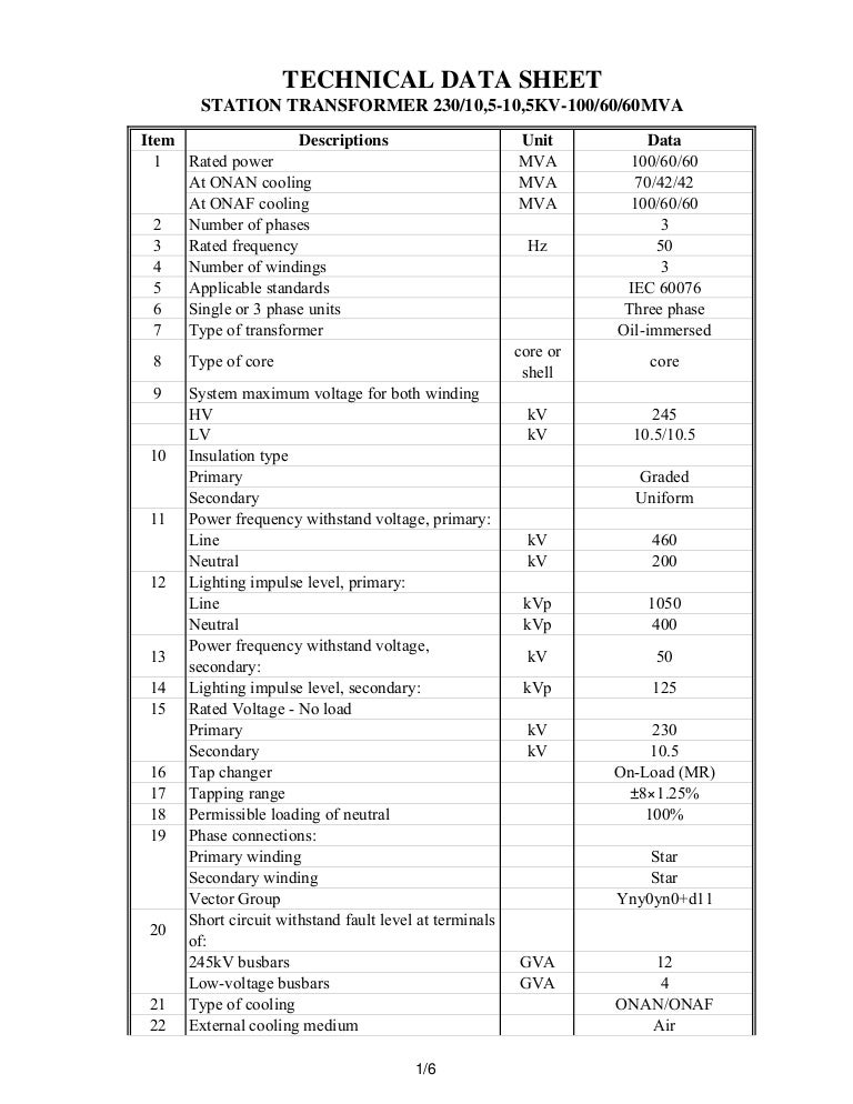 2. station transformer 100 mva 230kvdatasheet revb