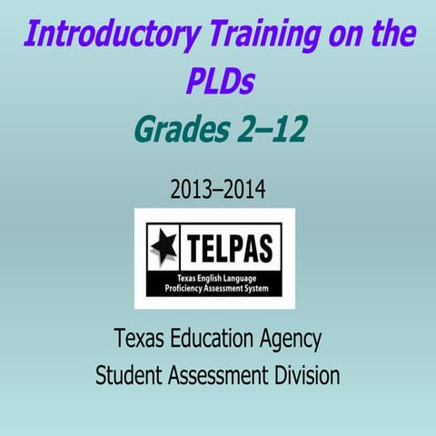 Introductory Training on the PLDs 2-12