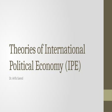 theories of International political economy