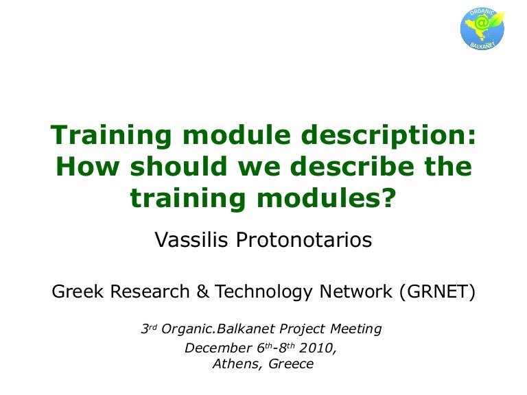 2.Description of Training Modules