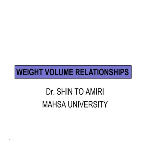 weight volume relation for soil mechanics