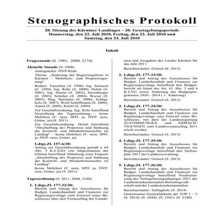 20. LTG-Sitzung am 22.,23. u. 24. Juli 2010
