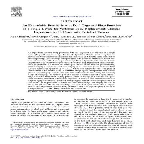 An Expandable Prosthesis with Dual Cage-and-Plate Function in a Single Device...