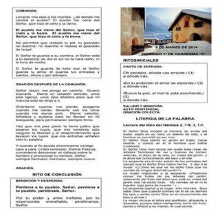 GUIÓN DE LA MISA DEL DOMINGO 1º DE ...