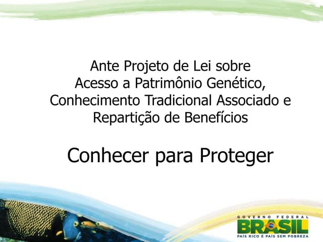 Marco regulatório para acesso a pat...