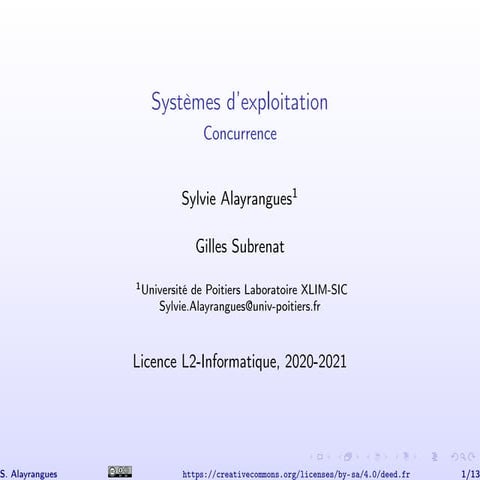 Systèmes d’exploitation  Concurrence License L2 info