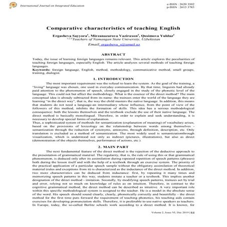 Comparative characteristics of teaching English