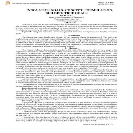 INNOVATIVE GOALS: CONCEPT, FORMULATION, BUILDING TREE GOALS