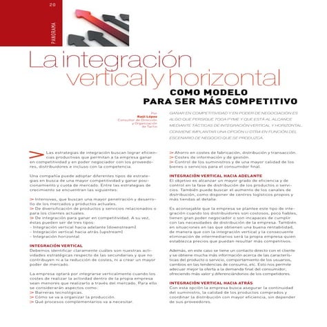 Integración vertical y horizontal como modelo para ser más competitivo