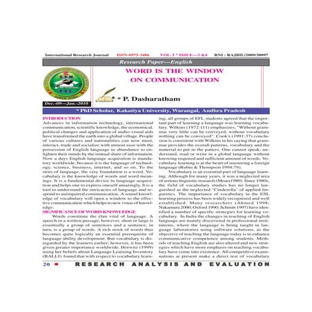 RESEARCH ANALYSIS AND EVALUATION