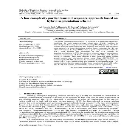 A low complexity partial transmit sequence approach based on hybrid segmentat...