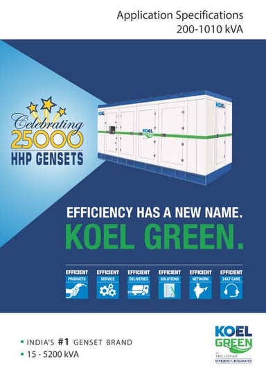  KOEL Green by Kirloskar DG Gensets 200 kVA – 1010 kVA Specification 