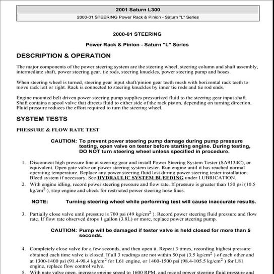 2000 01 power steering