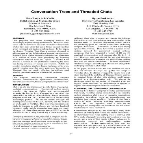 2000  - CSCW - Conversation Trees and Threaded Chats