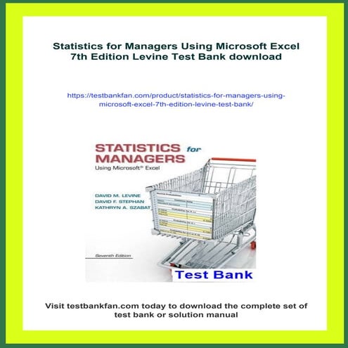 Statistics for Managers Using Microsoft Excel 7th Edition Levine Test Bank