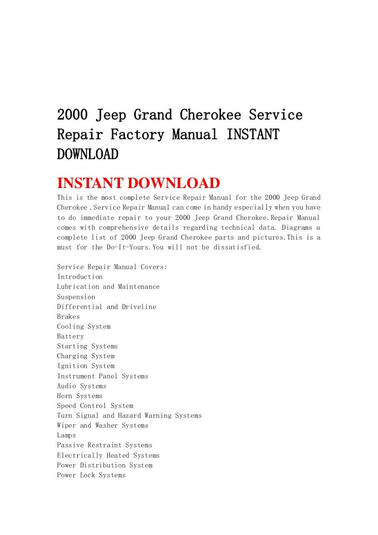 2000 jeep grand cherokee service repair factory manual instant downlo…