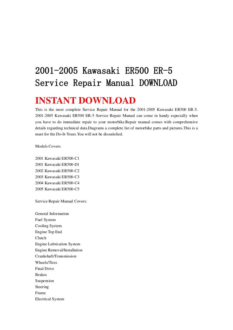 Kawasaki Er 5 2002 Factory Service Repair Manual