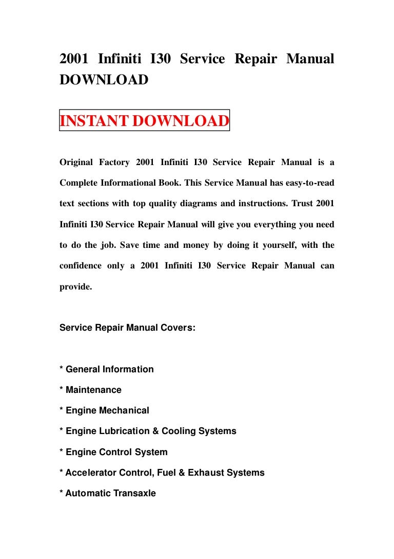 2001 infiniti i30 service repair manual download