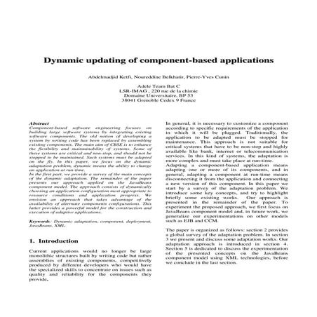 Dynamic updating of component-based applications