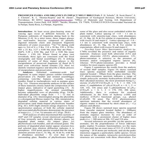Preserved flora and organics in impact melt breccias