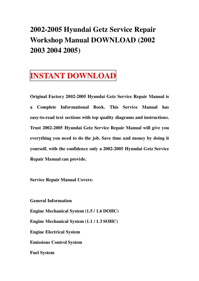 2002 2005 hyundai getz service repair workshop manual download (2002 …
