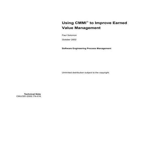 Using CMMI to Improve Earned Value Management