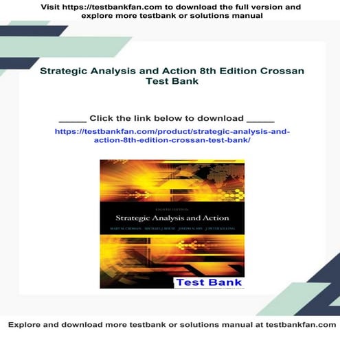 Strategic Analysis and Action 8th Edition Crossan Test Bank