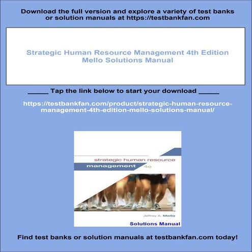 Strategic Human Resource Management 4th Edition Mello Solutions Manual