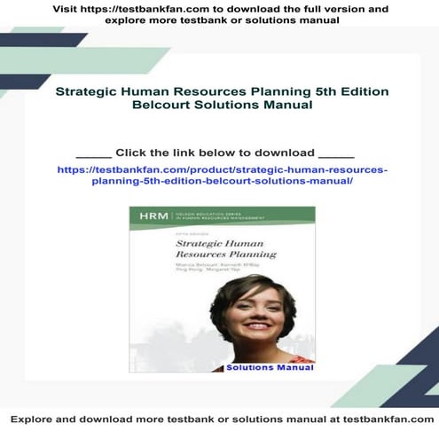 Strategic Human Resources Planning 5th Edition Belcourt Solutions Manual