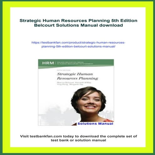 Strategic Human Resources Planning 5th Edition Belcourt Solutions Manual