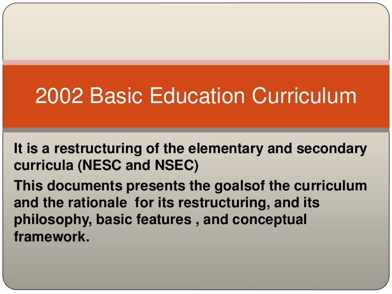 2002 basic education curriculum essay