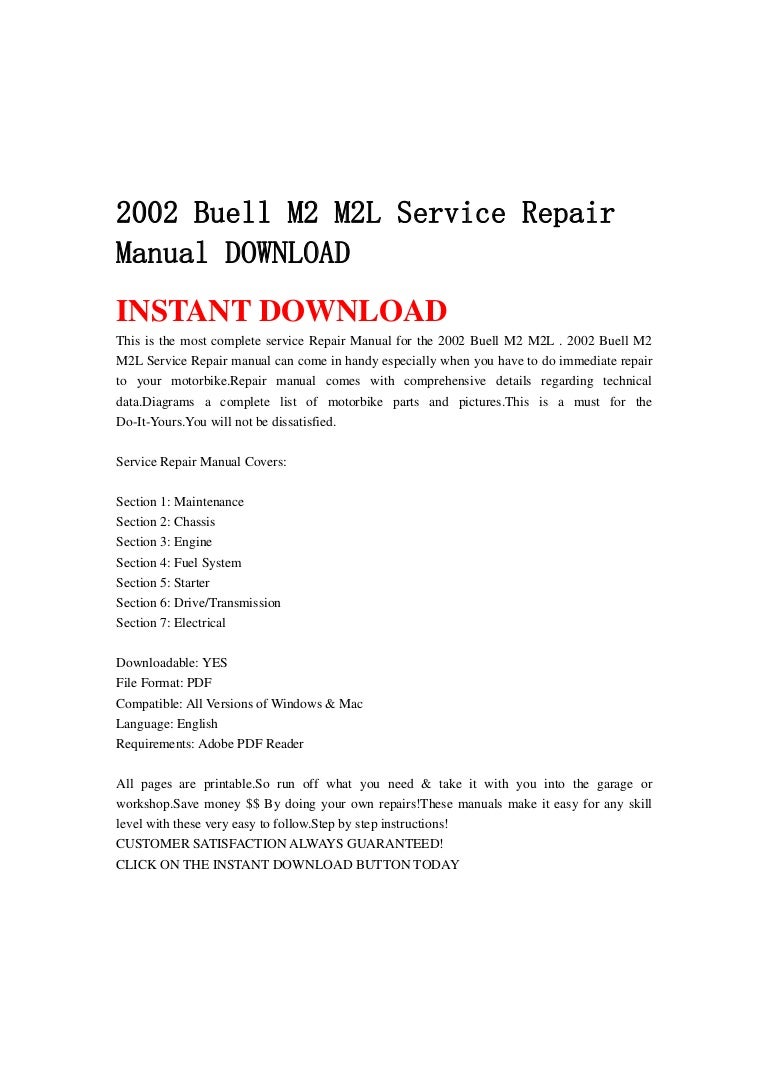 2002 buell m2 m2 l service repair manual download