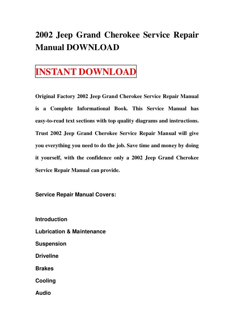 [EBOOK-9867] Jeep Grand Cherokee 2002 Service Manual | 2019 Ebook Library