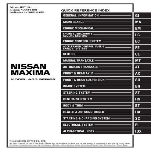 2009 NISSAN MAXIMA REPAIR MANUAL PDF visual data 8