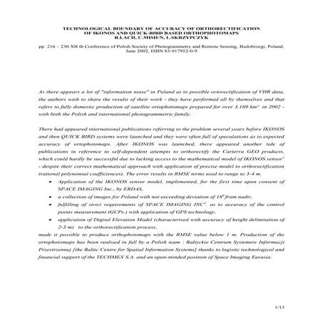 2002 technological boundary of orthorectification of ikonos r lach