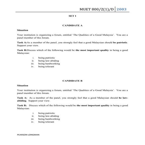 SPEAKING Past Year Questions