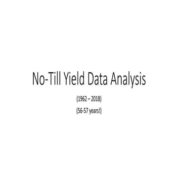 Dr. Steve Culman - No-Till Yield Data Analysis