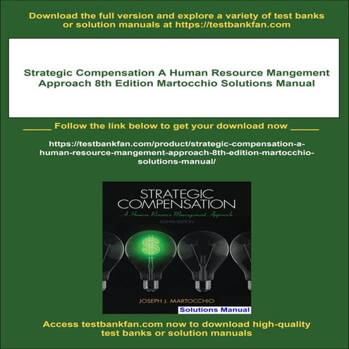 Strategic Compensation A Human Resource Mangement Approach 8th Edition ...