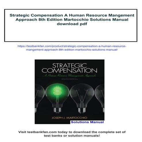 Strategic Compensation A Human Resource Mangement Approach 8th Edition ...
