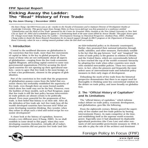 Kicking Away the Ladder -- the  “Real” History of Free Trade