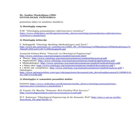 Ontologijų inžinerija. S. Maskeliūnas