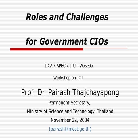 Roles and Challenges for Government CIOs