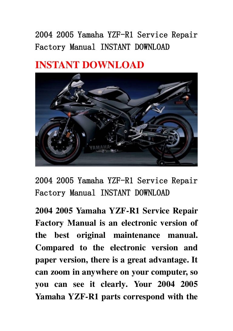 2004 2005 yamaha yzf r1 service repair factory manual instant download
