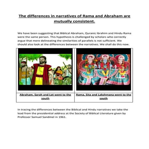 The differences in narratives of Rama and Abraham are mutually ...