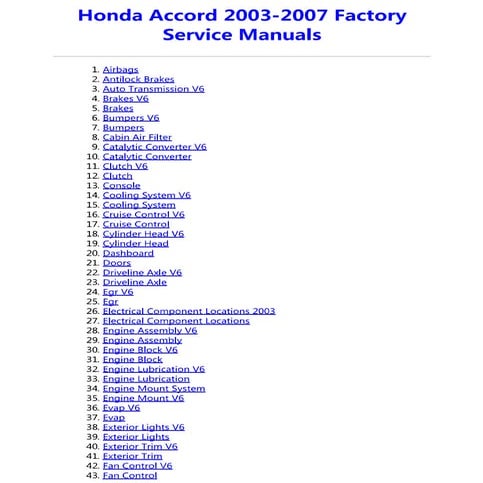 2004 HONDA ACCORD REPAIR MANUAL PDF FREE DOWNLOAD visual data 6