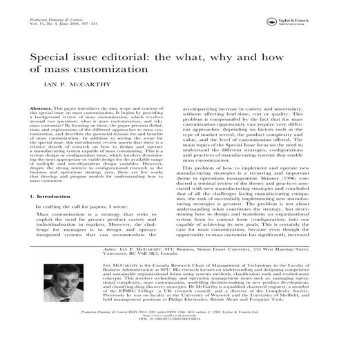 The what, why and how of mass customization