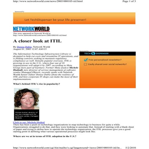 2005-0801 - NetworkWorld - ITIL