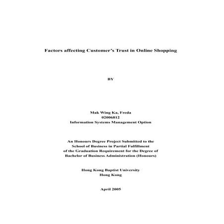Understanding the Role of Customer Trust in E-Commerce | PDF