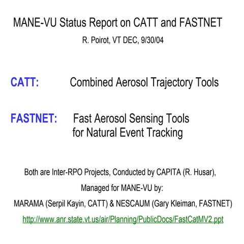 2005-01-08 MANE-VU Status Report on CATT and FASTNET